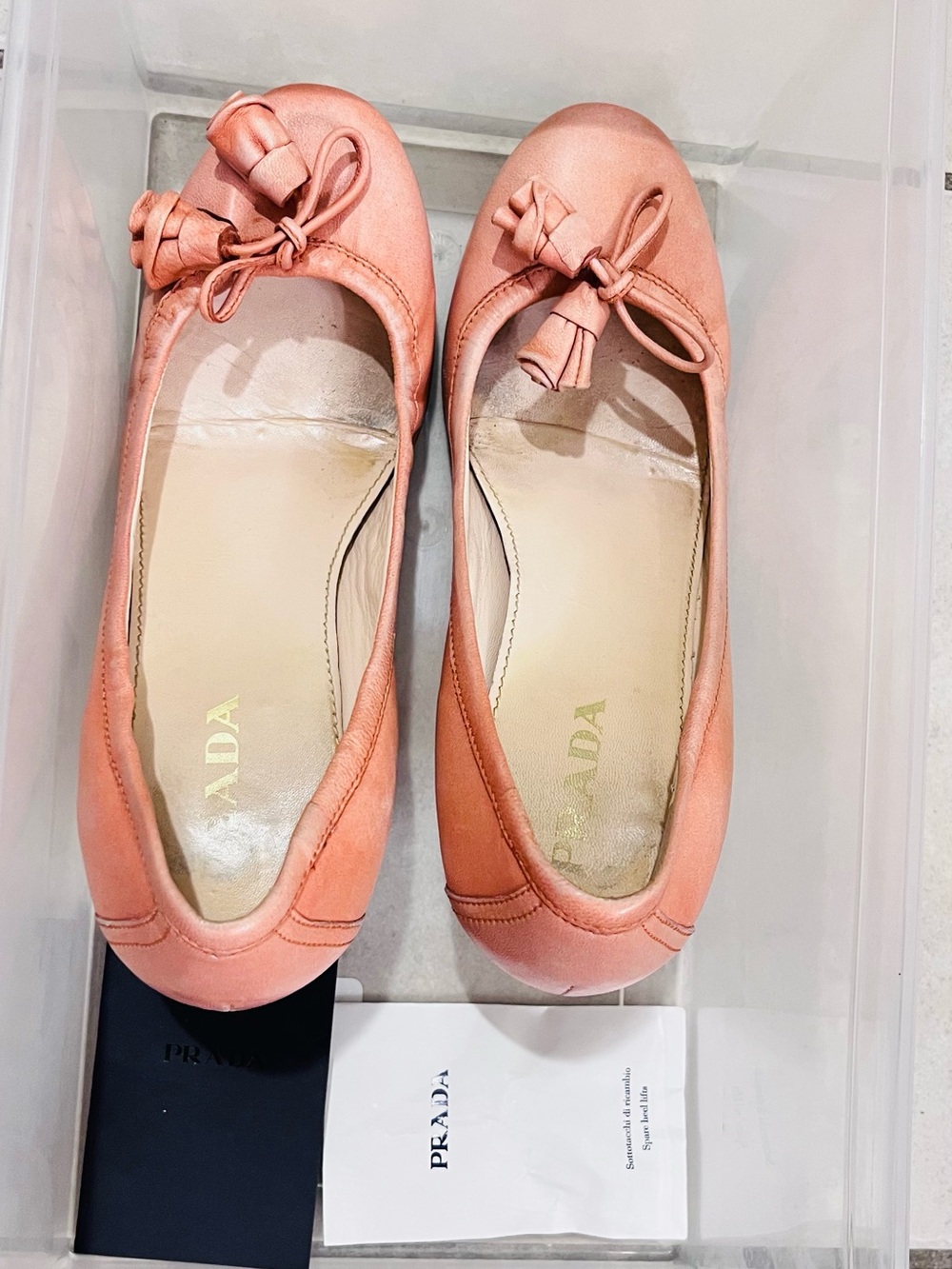Prada Coral Pink Leather Kitten Heels with Bow